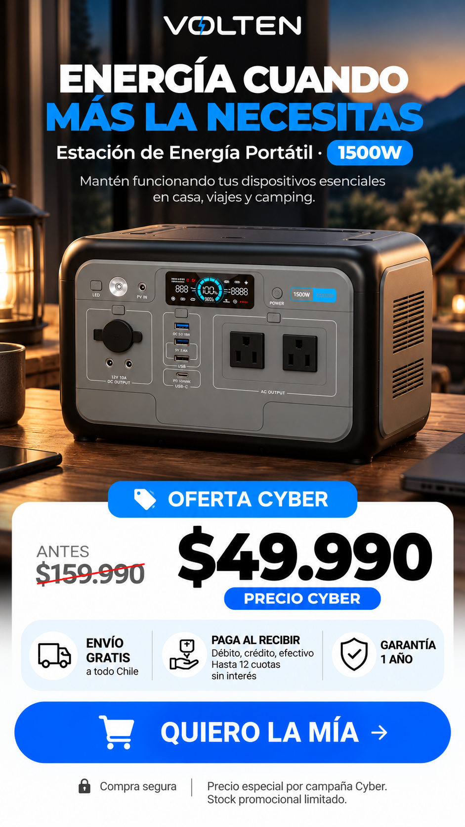 VOLTEN™ — Estación de Energía Portátil 1500W