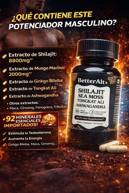 Cápsulas de Shilajit 100% Puro del Himalaya 92 Minerales (60Caps)
