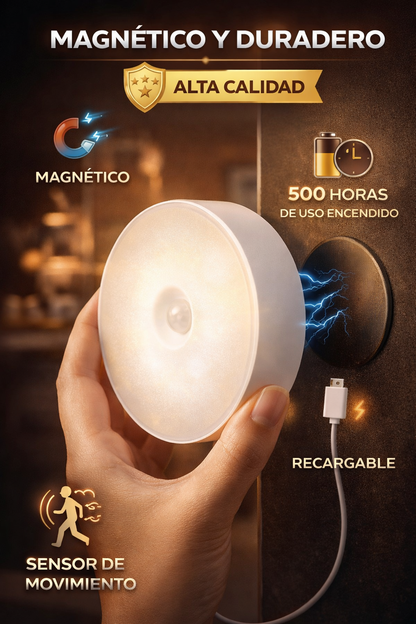 LUZ LED SENSOR DE MOVIMIENTO SUPER PACK x3 RECARGABLE
