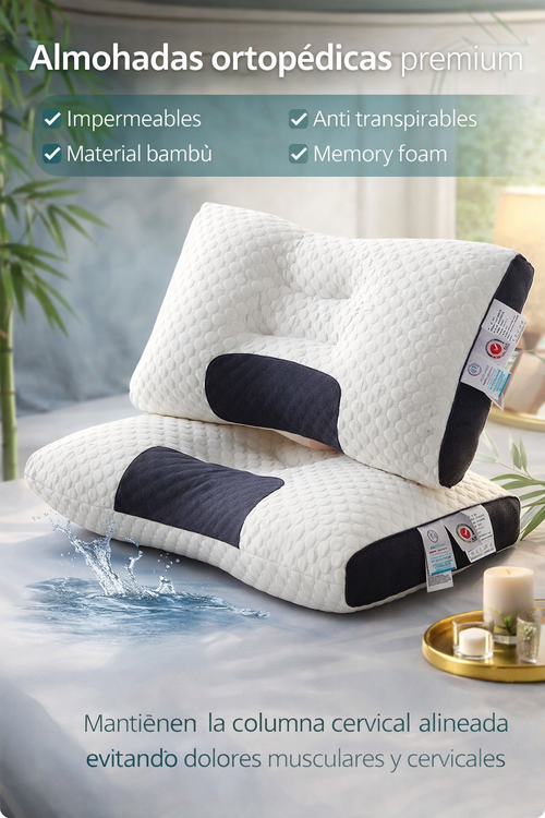 DELUXE ERGONOMIC PLUS Almohada Ortopedica 3D Visoelástica + Bamboo Respirable OFERTA 2x1